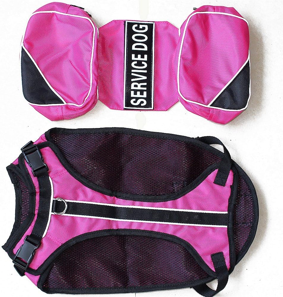 Serijoars Dog Vest Harnesses with Saddlebag Backpack for Camping & Travel - Reflective Hound Hiking Backpack Saddle Bag - Lightweight Vest Harness for Medium & Large Dogs (Hot Pink, S)