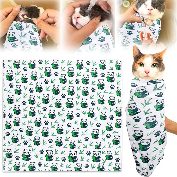 XANGNIER Cat Wrap for Grooming,Cat Restraint Wrap for Cutting Nails,Fabric Burrito Wrap for Nail Clipping, Anti-Scratch, Anti-Escape,Multifunctional Swaddle Wrap Pet Tool (20.8 x 20.8 Inch)