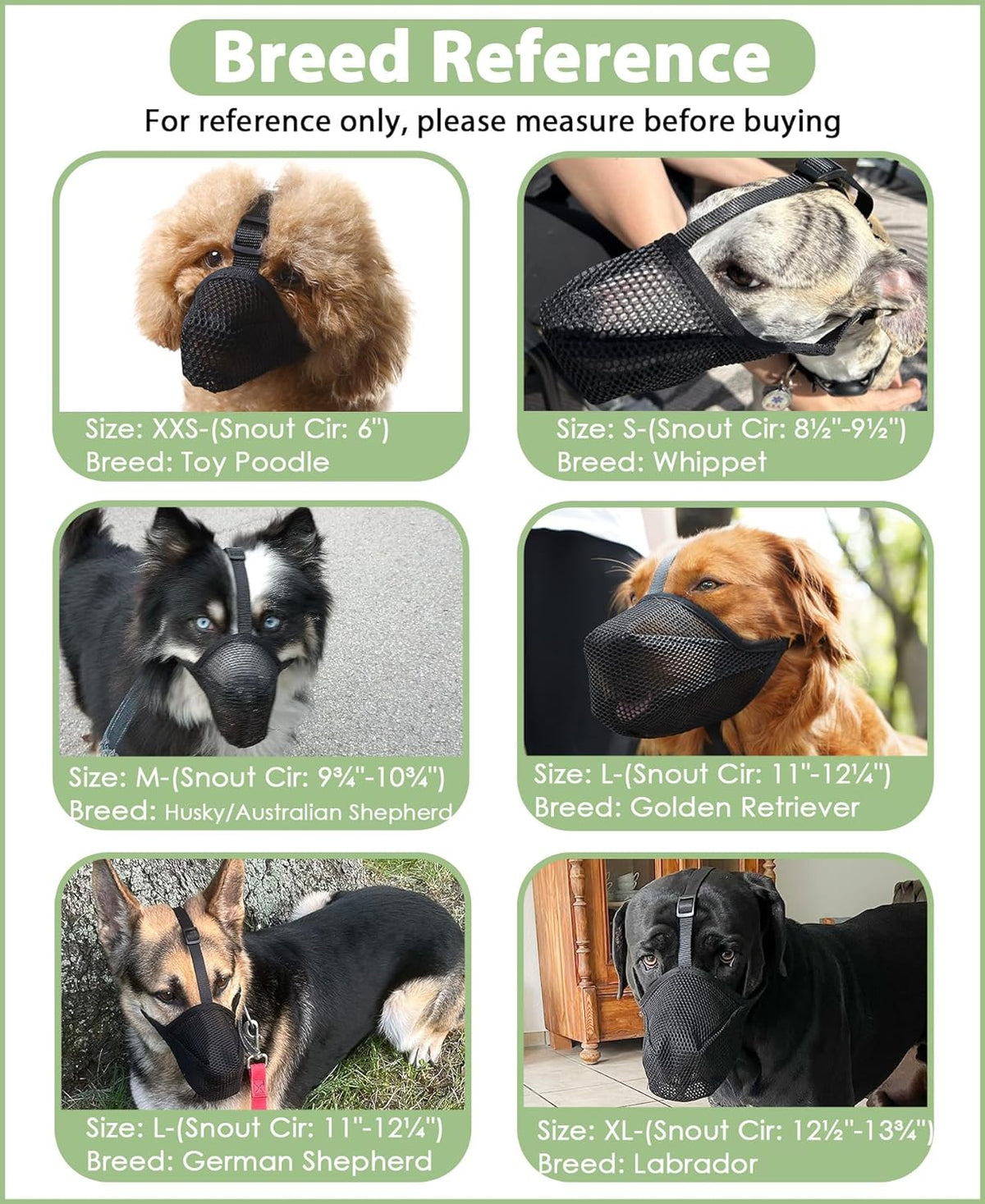 Mayerzon Dog Muzzle, Patented Soft Mesh Muzzle for Small Medium Large Dogs for Scavenging Biting Licking and Chewing, Allows to Pant and Drink (XS, Black)