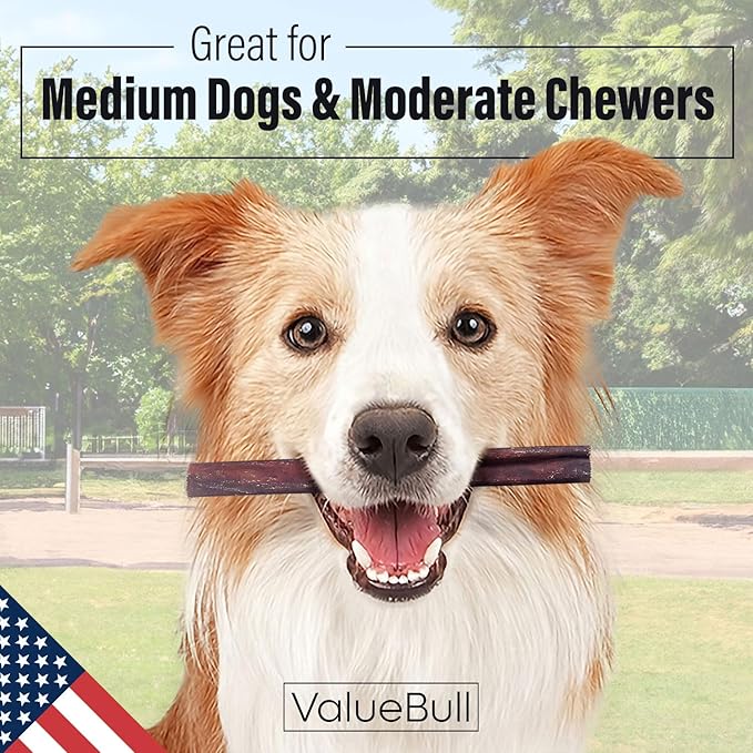 ValueBull USA Collagen Sticks for Dogs, 6 Inch Medium Chews, Natural Long-Lasting Dog Treats, 50 Count - Promotes Joint, Skin & Coat Health with Glucosamine and Chondroitin