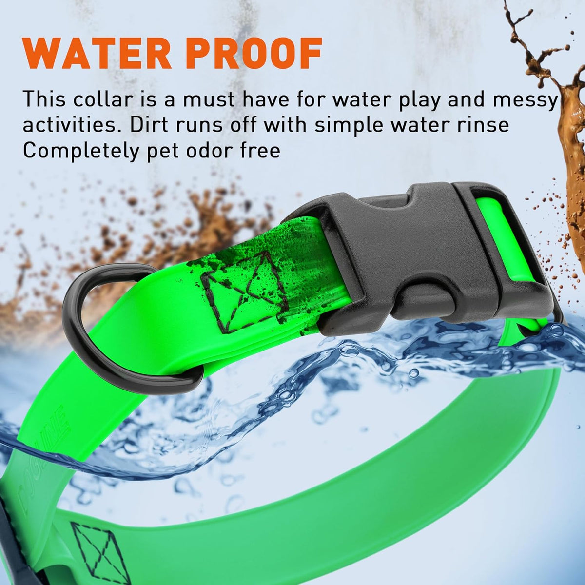 Dogline Biothane Waterproof Dog Collar with Quick Release Buckle Strong Coated Nylon Webbing with Odor- Proof for Easy Care Easy to Clean Fits Small Medium Large Dogs, Lime Green 3/4" W 12-19" L