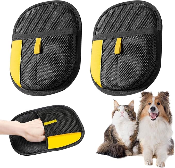 Pet Hair Remover Glove for Cats & Dogs, Electrostatic Pet Hair Removal Gloves, 2PC Upgrade Reusable Pet Hair Remover Glove, for Furniture, Carpet, Car Seat, Pet Grooming