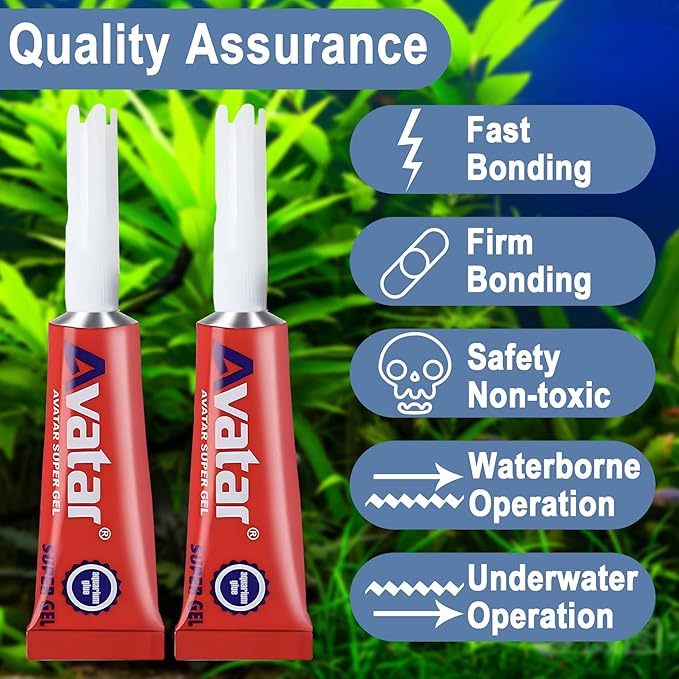 6 PCS Aquarium Glue,Aquarium Aquascape Aquatic Plants Coral Glue，Safe and Quick-Drying ，Reef Glue Suitable for Aquatic Plants, Moss, Coral, Stones, Shells，Fresh Water and Salt Water All Can Be Used