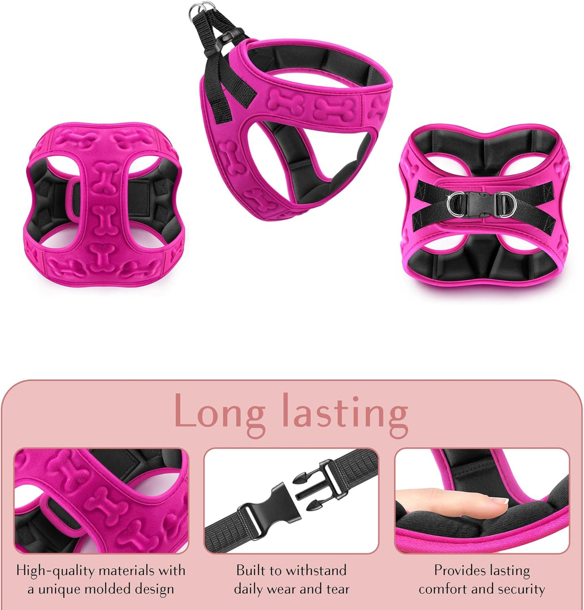 Comfort fit Step-in Dog & Puppy Harness - Comfortable All Weather Dog Vest Harness: Adjustable, Soft Padded, Easy to Put-on for Small, Medium-Sized Dogs.
