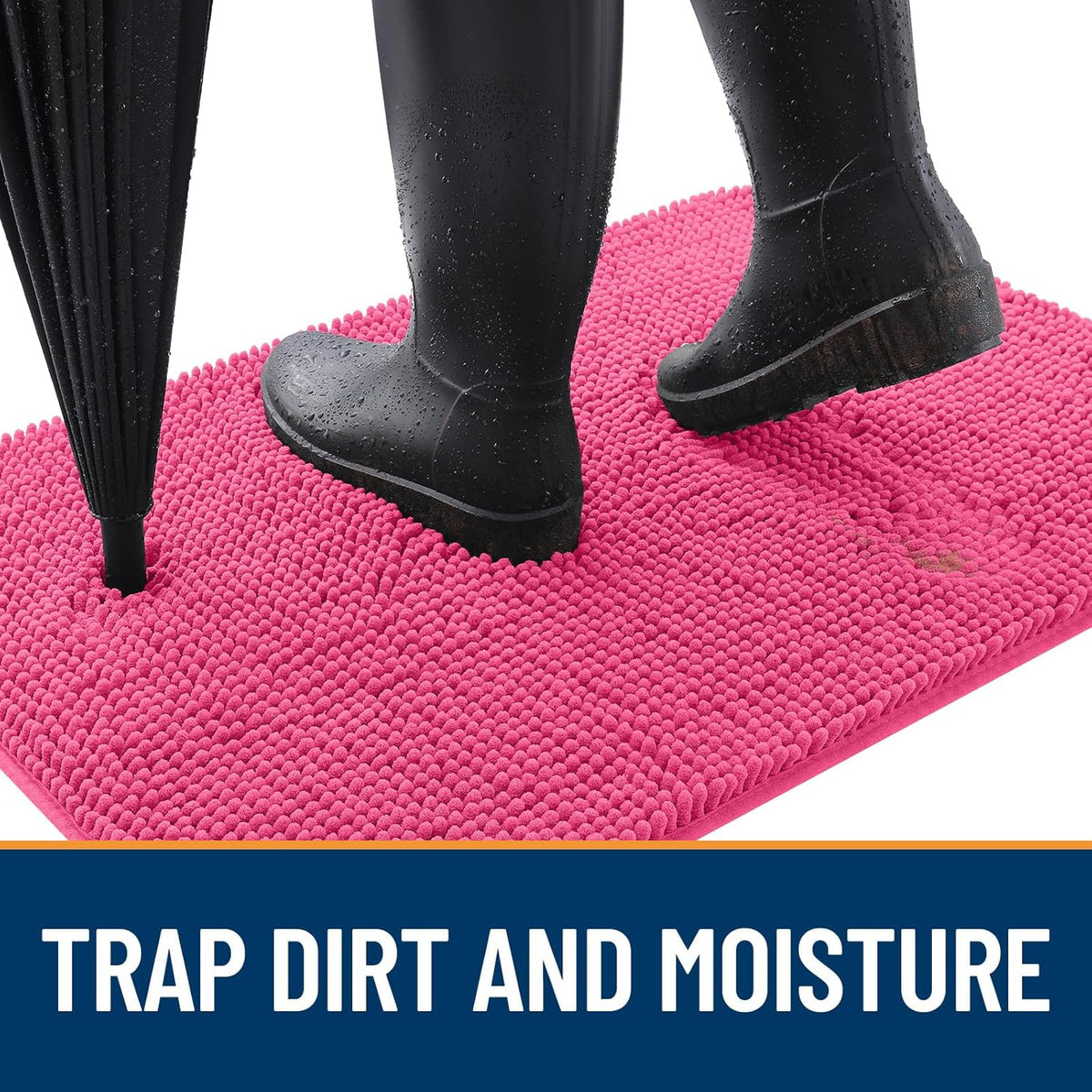 OLANLY Dog Door Mat for Muddy Paws 30x20, Absorbs Moisture and Dirt, Absorbent Non-Slip Washable Doormat, Quick Dry Chenille Mud Mat for Dogs, Entry Indoor Entryway Carpet for Inside Floor, Hot Pink