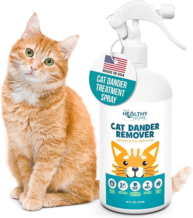 Cat Dander Remover Aloe Vera Free- Pet Dander Allergy Reducer Relief Dry Skin Spray for Cats and Humans| Cruelty-Free & Made in USA (1 Pack)