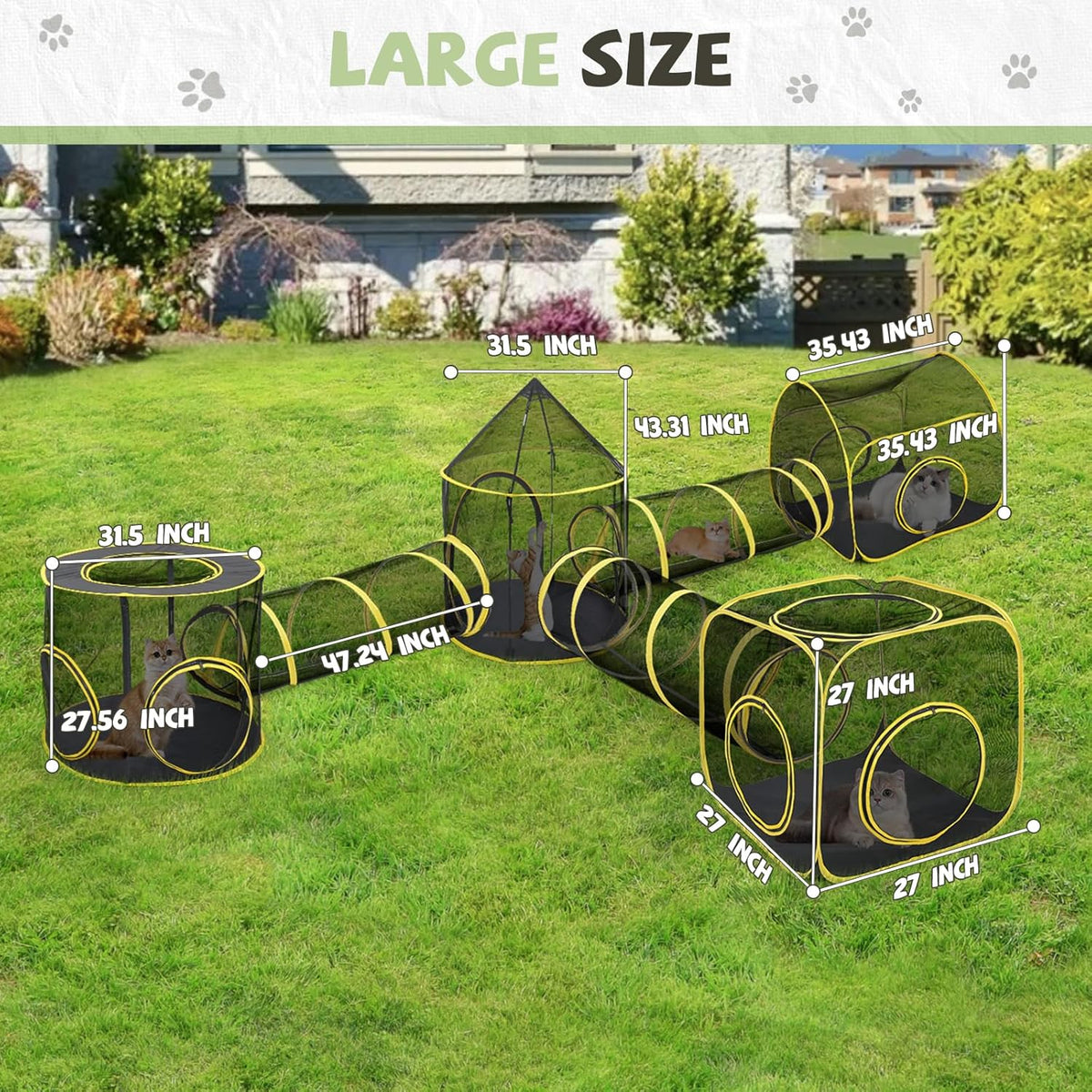 Outdoor Cat Enclosures for Indoor Cats, Outdoor Cat Tent with Tunnel for Multiple Cats, Cat Playpen for Pet Kitty Rabbits Ferrets Puppy and Other Small Animals, (Styles 6)