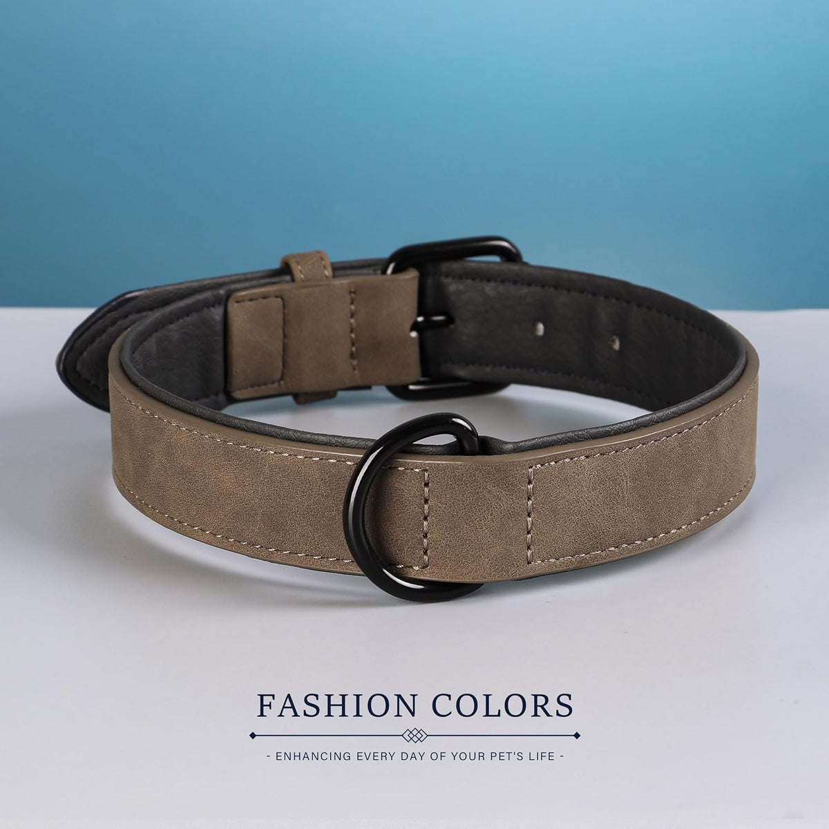 Didog Soft Padded PU Leather Dog Collar, Breathable and Adjustable Dog Collars for Small Dogs, Comfortable for Daily Walk, Brown, M Fit Neck 12-15"(13-22 lbs)