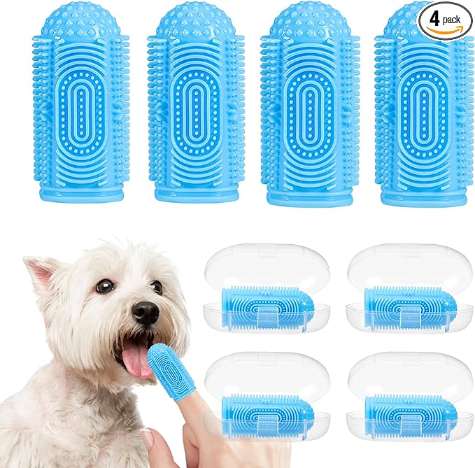 Dog Tooth Brushing Kit Dog Toothbrush 4 Pack Dogs Finger Toothbrush for Dogs Teeth Cleaning & Dental Care,Dogss Tooth Brush Puppy Tooth Brushing