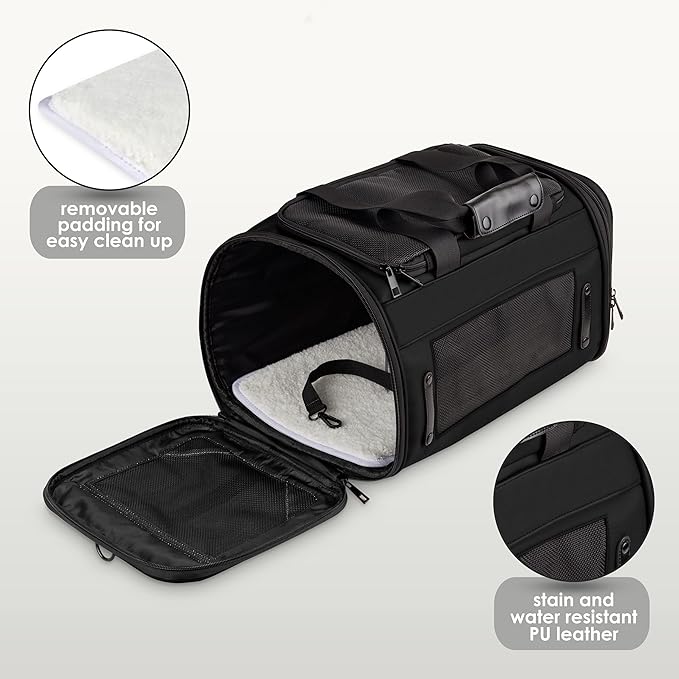 TSA Airline Approved PU Leather Luxury Pet Carrier - Size XS/S - for Small Dogs and Cats