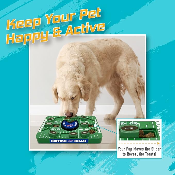 Pets First NFL Buffalo Bills Large Puzzle Toy, Dog Puzzle Treat Toy, New Large Size, Interactive Dog Treat Toy, Dog Slow Feeding Toy