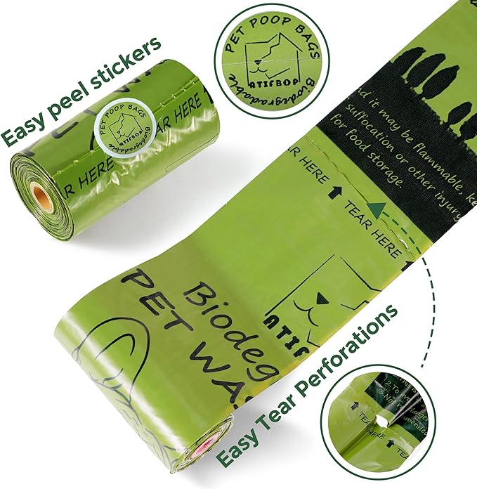 Biodegradable Dog Poop Bags 150 Count 10 Rolls with Dispenser, Thicken and Leak Proof Poop Bag Holders for Leashes(Scented)