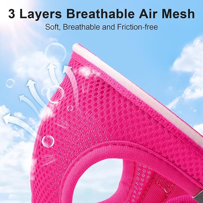 Light Up Dog Harness,Rechargeable LED Dog Harness for Small Medium Large Dogs,Reflective Lighted Safety Vest for Night Walking & Camping,Lightweight & Adjustable,Pink,XS