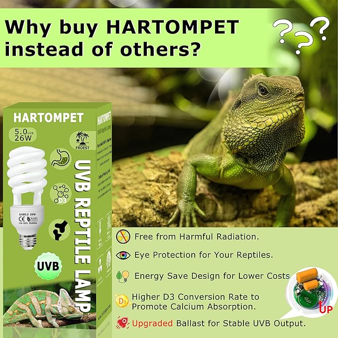 UVB 5.0 Reptile Light 13W, Tropical Terrarium Compact Fluorescent Lamp, Coil UVA-UVB Bulbs for Chameleons, Lizard, Turtle,Ideal Lighting for Small Reptile Tanks, Amphibians Terrarium Habitat