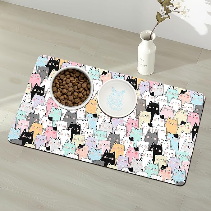 Pet Feeding Mat for Floors Waterproof Dog Mat for Food and Water Absorbent Quick Dry Non Slip mat for Cat Bowls