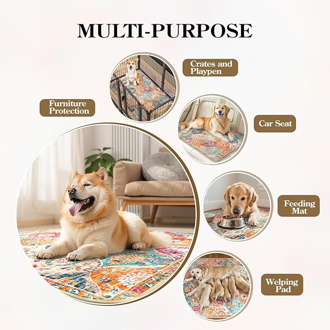 HAOCOO Washable and Reusable Pee Pads for Dogs,(1 Pack) 6Ft x 6Ft Super Absorbent Puppy Training Pads, Orange Waterproof Leak-Proof Whelping Pads Non-Slip Potty Pads for Pet Housebreaking