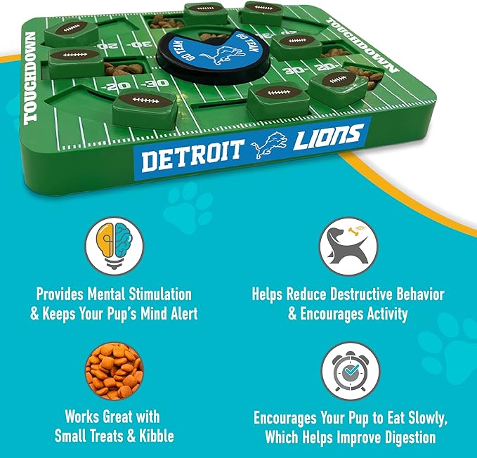 Pets First NFL Detroit Lions Large Puzzle Toy, Dog Puzzle Treat Toy, New Large Size, Interactive Dog Treat Toy, Dog Slow Feeding Toy