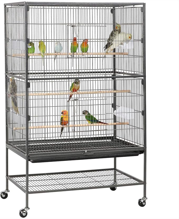 Yaheetech 52-inch Wrought Steel Standing Large Flight King Bird Cage for Cockatiels African Grey Quaker Amazon Sun Parakeets Green Cheek Conures Pigeons Parrot Bird Cage Birdcage with Stand
