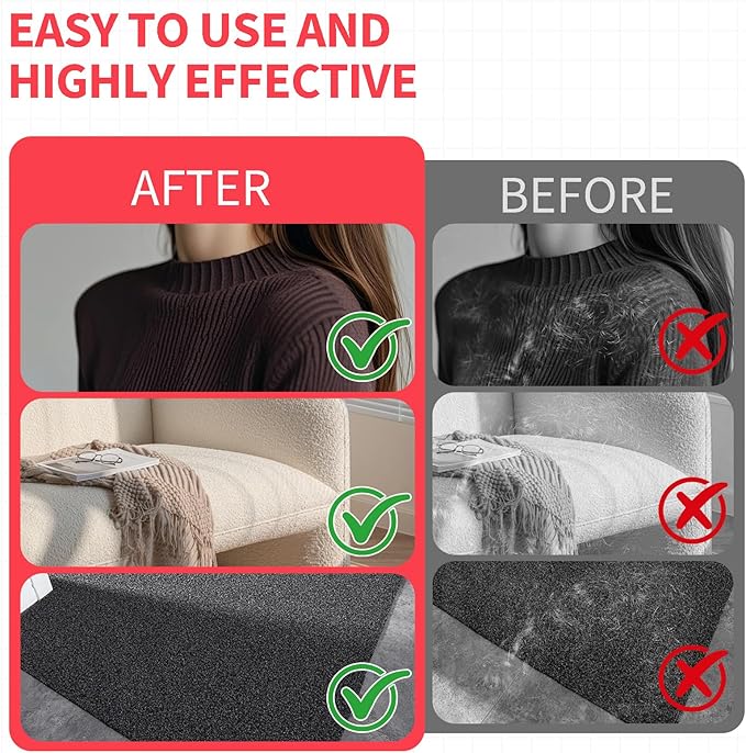 Static Pet Hair Removal Glove, 2 Pcs Electrostatic Dog Hair Remover Brush, Reusable Cat Fur Grooming Gloves for Furniture Couch Carpet Curtain Car Seat Cleaning Tool