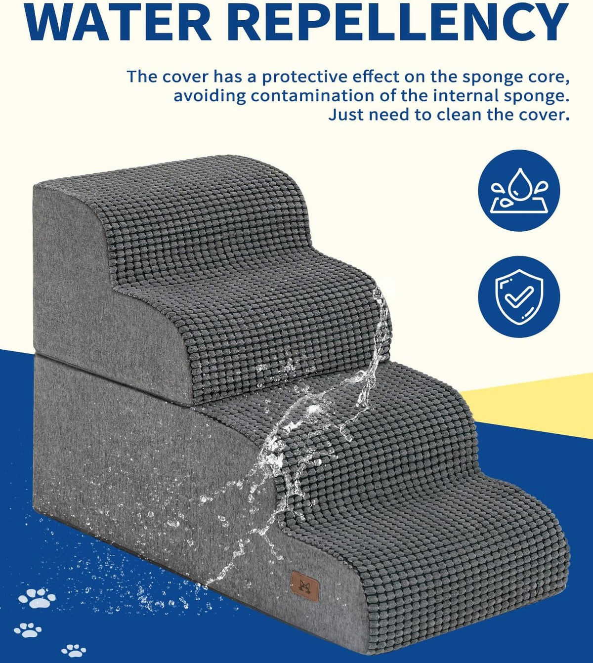Dog Step for Bed, Dog Stair 5-Step 35D Pet Stair 22.8" H for High Bed or Sofa Non-Slip Balanced Pet Step Indoor, Grey