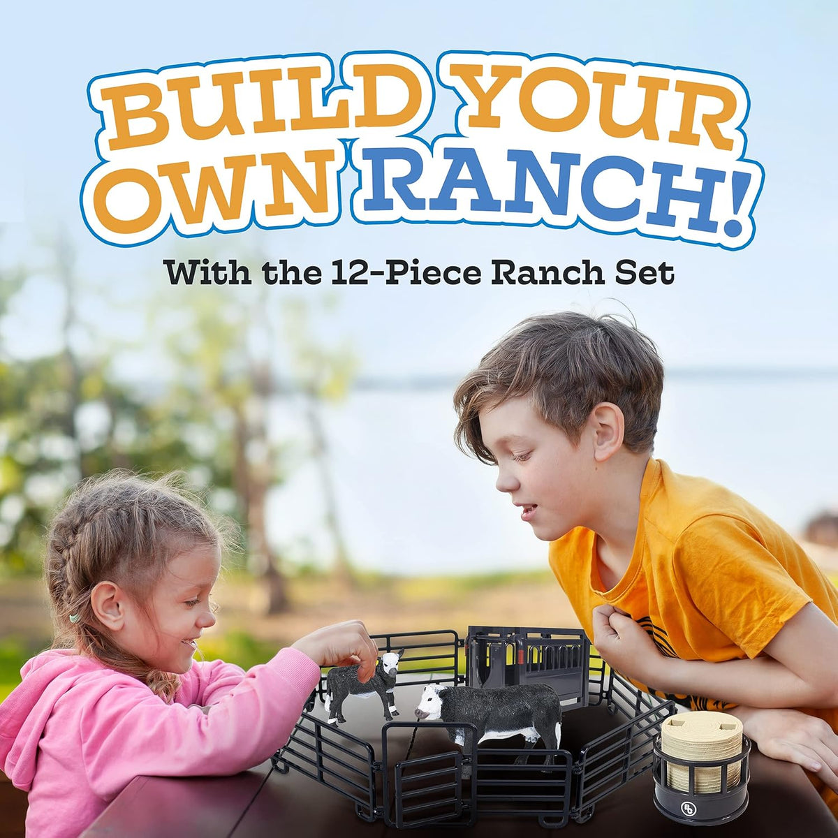 Big Country Toys 12-Piece Ranch Set - Farm Animal Toys for 3 Year Old Boys and Girls - Toy Figures & Playsets