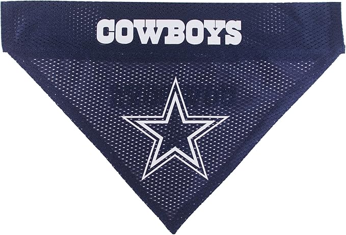 Pets First NFL DOG BANDANA - DALLAS COWBOYS REVERSIBLE PET BANDANA. 2 Sided Sports Bandana with a PREMIUM Embroidery TEAM LOGO, Small/Medium. - 2 Sizes & 32 NFL Teams available, DAL-3217-S-M