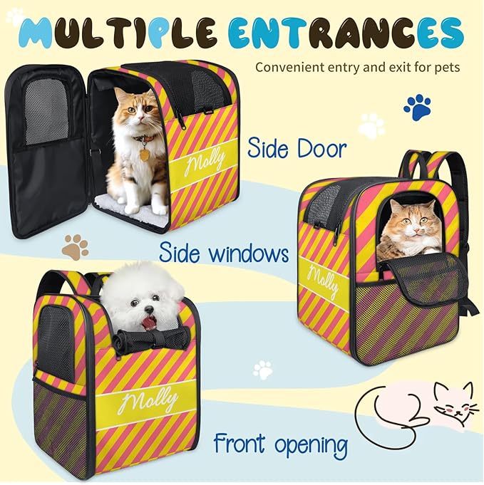 Cat Backpack Carrier-Customizable, Breathable Pet Carrier Backpack for Outdoor Travel/Vet Visits/Daily Use, Adjustable & Secure Design for Small Dogs and Cats Style10