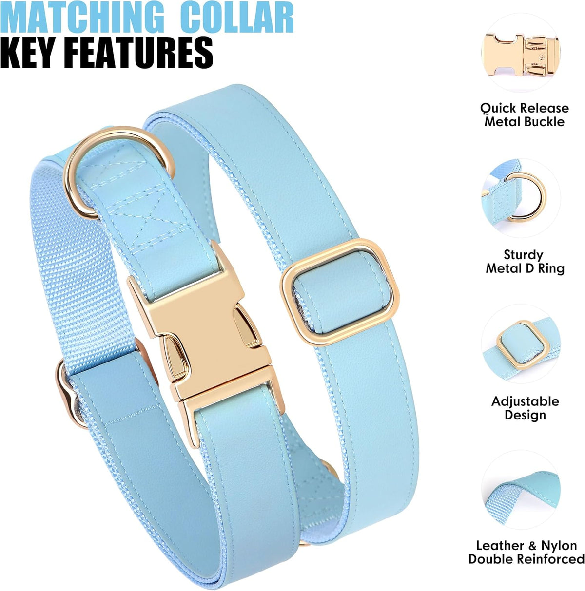 PET ARTIST Soft PU Leather Dog Collar for Medium Dogs, Bright & Classic Nylon Padded Durable Dog Collar Leather with Quick Release Metal Buckle Adjustable for Male Dogs, Neck Fit 13-19"