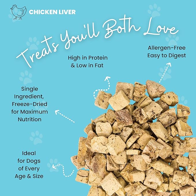 hotspot pets Freeze Dried Chicken Liver Treats for Cats & Dogs -1LB Big Bag-Made in USA- Single Ingredient All Natural, Grain-Free - Perfect for Training, Food Topper or Snack