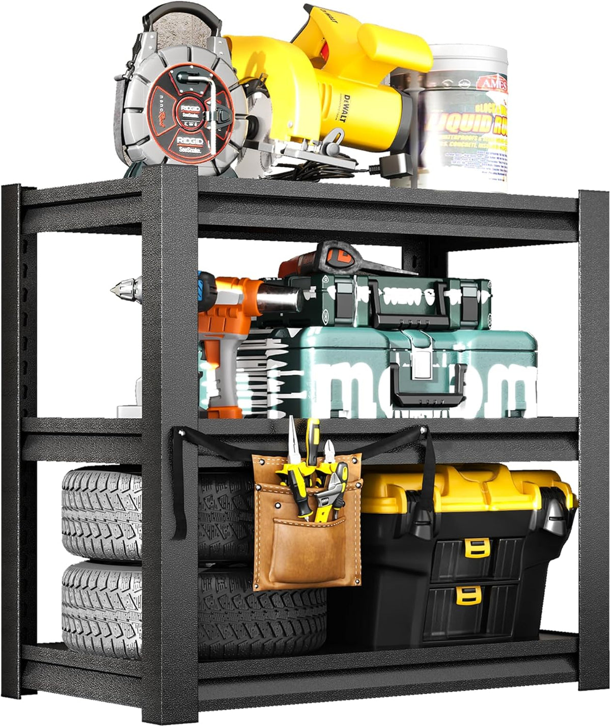 Metal Aquarium Stand with a Adjustable 3-Tier Fish Tank Rack,Tank Not Included,for Home Office(31.5" L x 18" W x 34" H). (Black)