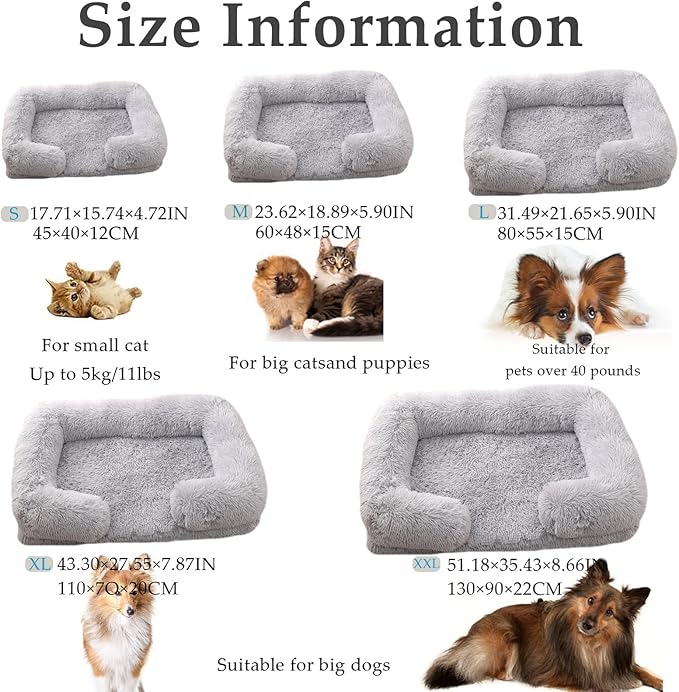 Dog Beds Medium Large Size Dog, Calming Dog Bed with Removable Washable Cover, Waterproof Lining and Nonskid Bottom(Purple,S)