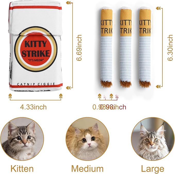 Nocciola 3 Pack Catnip Toys for Cats, Funny Cat Toys Filled with 100% Pure Organic Catnip, Safe Kitten Teething Chew and Kicker Toys, Stress Relieving Fun for Indoor Cats