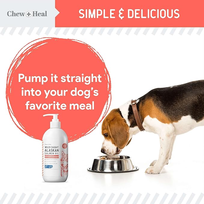 Pure Wild Alaskan Salmon Oil for Dogs - 16 oz. Pump Cap - Toxin Free Dog Fish Oil Rich in Omega-3 and 6, Vitamin D, EPA, and DHA for Healthy Skin and Coat - Pink, COHO, and Sockeye Salmon