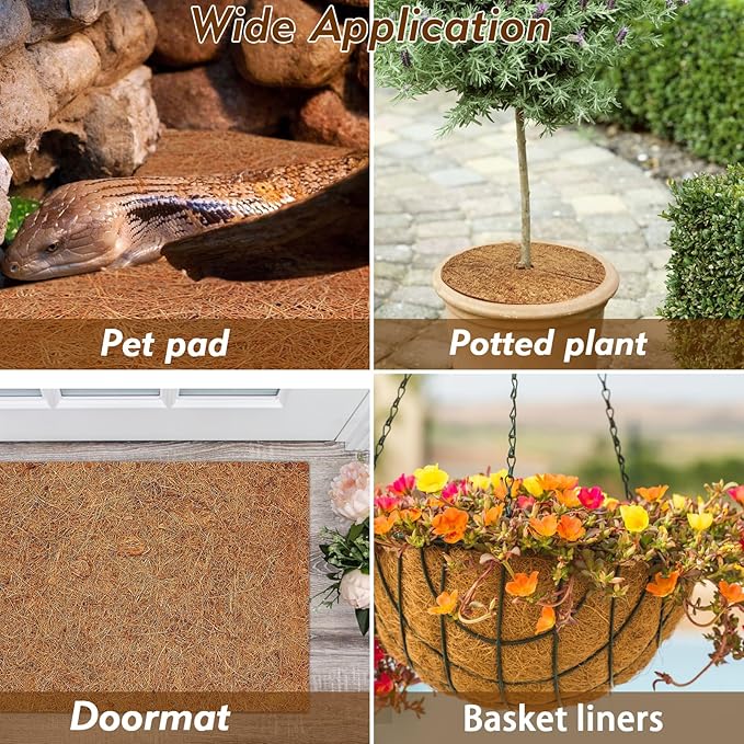 ZeeDix 3 Rolls Reptile Carpet, 24 x 48 inches Natural Coconut Fiber Liner Mat Flooring Accessories for Reptile Tank - Bearded Dragon Tortoise Lizard Turtle Snake Leopard Gecko Substrate Bedding