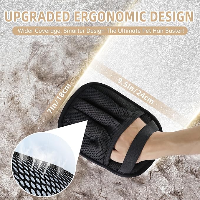 2𝑷𝒄𝒔 Pet Hair Removal Glove for Cats & Dogs, Newly Pro Five-Finger Electrostatic Pet Hair Remover Gloves, Reusable & Washable Magic Brush Pet Hair Removal Tool for Couch, Clothing, Carpet, Car Seat