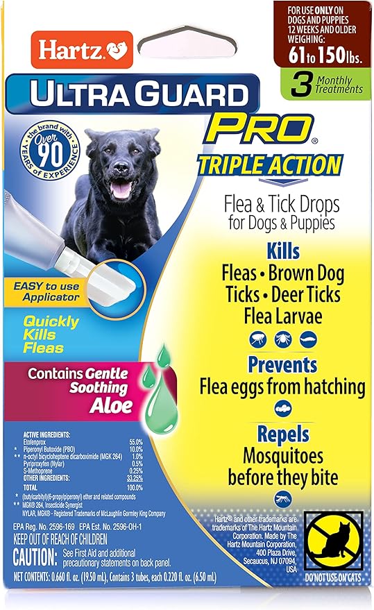 Hartz UltraGuard Pro Flea & Tick Topical Dogs & Puppies Treatment & Prevention, 3 Months, 61 - 150 lbs