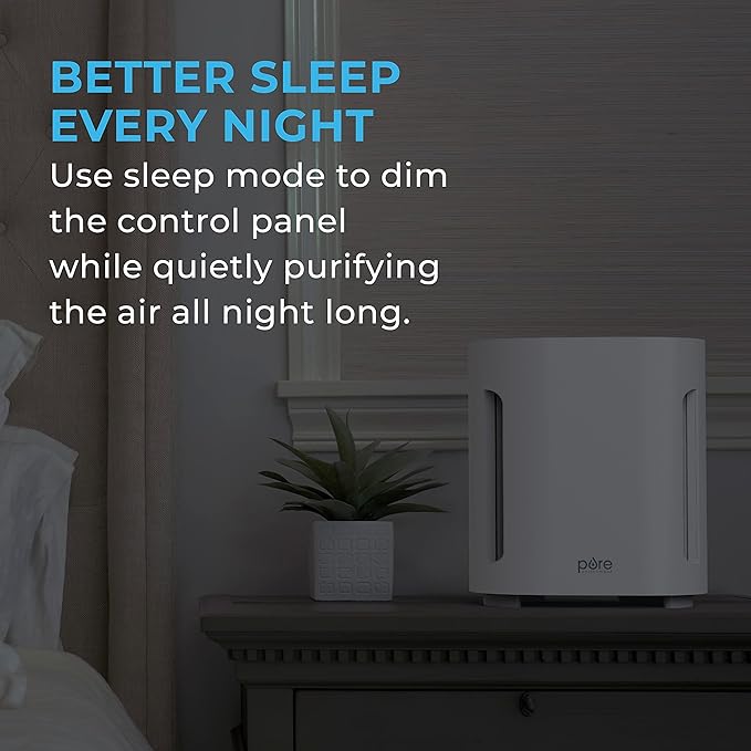 Pure Enrichment PureZone Air Purifier for Bedroom & Living Room, 4-Stage Filtration & UV-C Light, H13 HEPA Filter Helps Remove Bacteria, Pet Hair Dander, Allergens, Germs, Smoke, Dust (White)