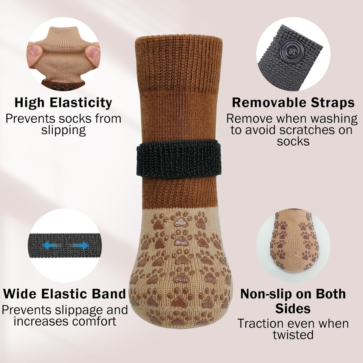 SCENEREAL Dog Socks to Prevent Licking Paws for Hardwood Floors Anti Slip, Dog Grippy Socks Shoes for Senior Small to Large Dogs, Dog Boots & Paw Protectors for Hot/Cold Scratching Pavement