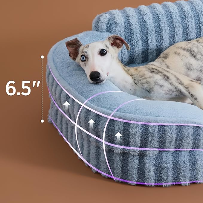 LE SURE Cute Dog Bed Medium Size Dog, Orthopedic Waterproof Medium Pet Beds with Sides, Non-Slip Bottom and Egg-Crate Foam Pet Couch Sofa with Washable Removable Cover, Blue