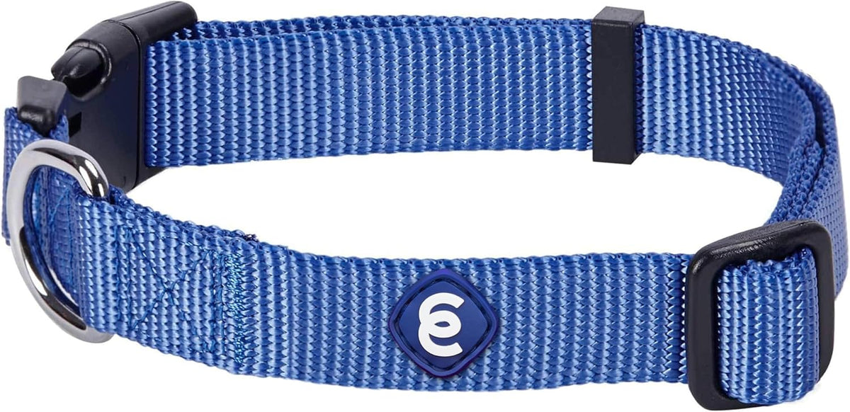 Blueberry Pet Essentials Matching Large Dog Collar | Adjustable Classic Solid Color Nylon Dog Collars for Large Dogs | Marinara Blue Dog Collar for Large Dogs