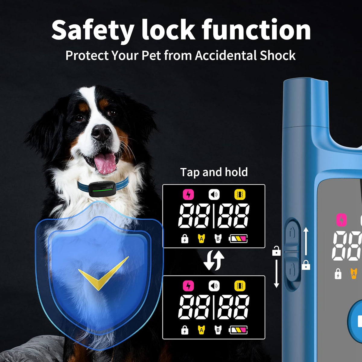 Dog Training Shock Collar 4000FT Dog Bark Collar with Remote IP67 Waterproof 4 Training Modes Beep Vibration Shock Light Mode Magnetic Charger Electric Dogs Collar 8-25 inches Double Shock Sea Blue