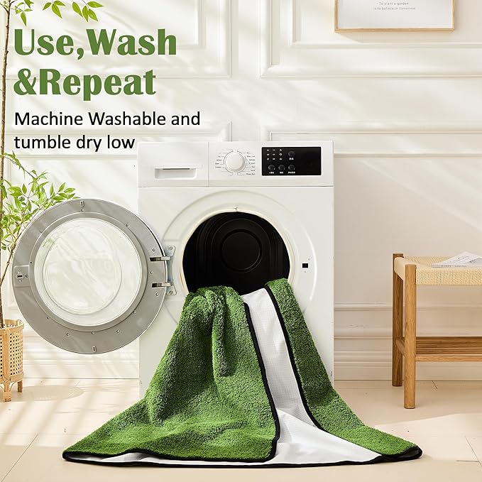 Qeils Reusable Dog Pee Pads, 1 Pack Super Absorbent & Leakproof Washable Puppy Pads with Soft Green Top Layer, for Potty Training, Crates, Couch, Car Seats & Pet Beds, 72"x 72"