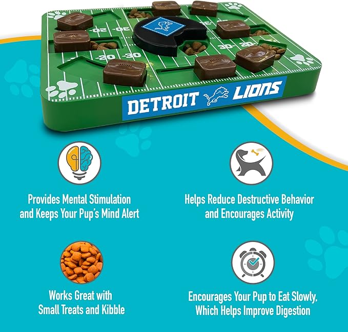 Pets First NFL Detroit Lions Puzzle Toy, Puzzle Treat Dog Toy, Interactive Dog Treat Toy, Dog Puzzle