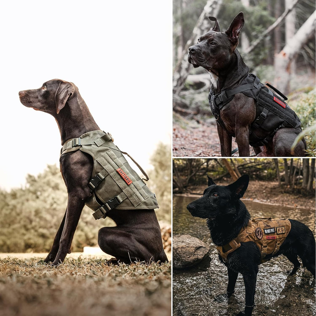 OneTigris Tactical Dog Harness for Small Dogs, No Pull Small Dog Vest Harness with Handles Breathable Military Dogs Molle Vests, Harness for Walking Hiking Training (Grey, XS)