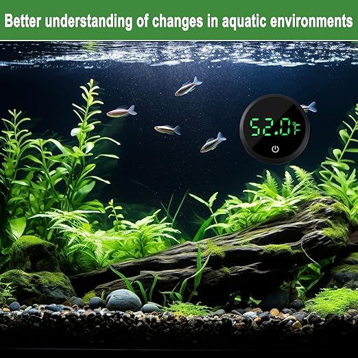 Aquarium Thermometer Digital Fish Tank Thermometer Led Display Fish Tank Temperature Gauge Accurate Thermometer to ±1℉ for Betta Axolotl Turtle Tank (with Spare Battery)