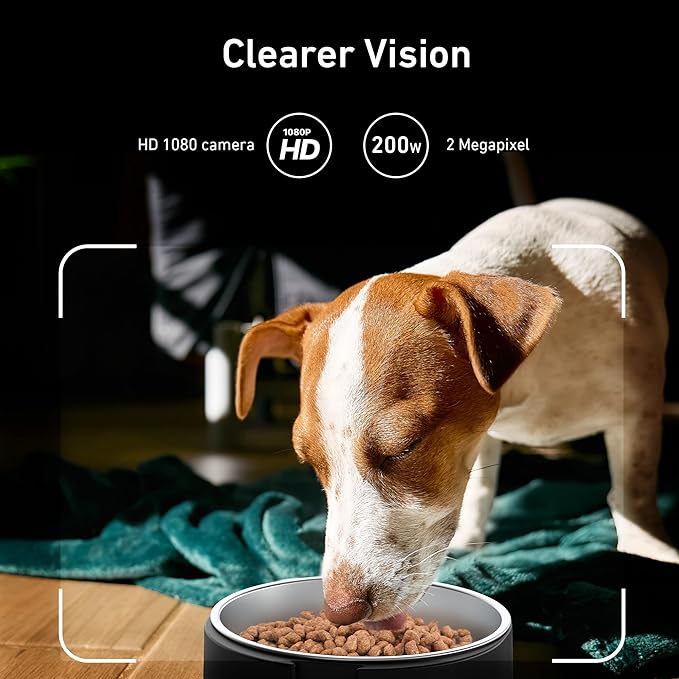 Automatic Dog & Cat Feeder with Camera & WiFi – 8L/34 Cups, 1080P Night Vision, 2.4 & 5G WiFi, 2-Way Talk, 10s Voice Recording, Timed Food Dispenser, Up to 99 Portions, 15 Meals Per Day