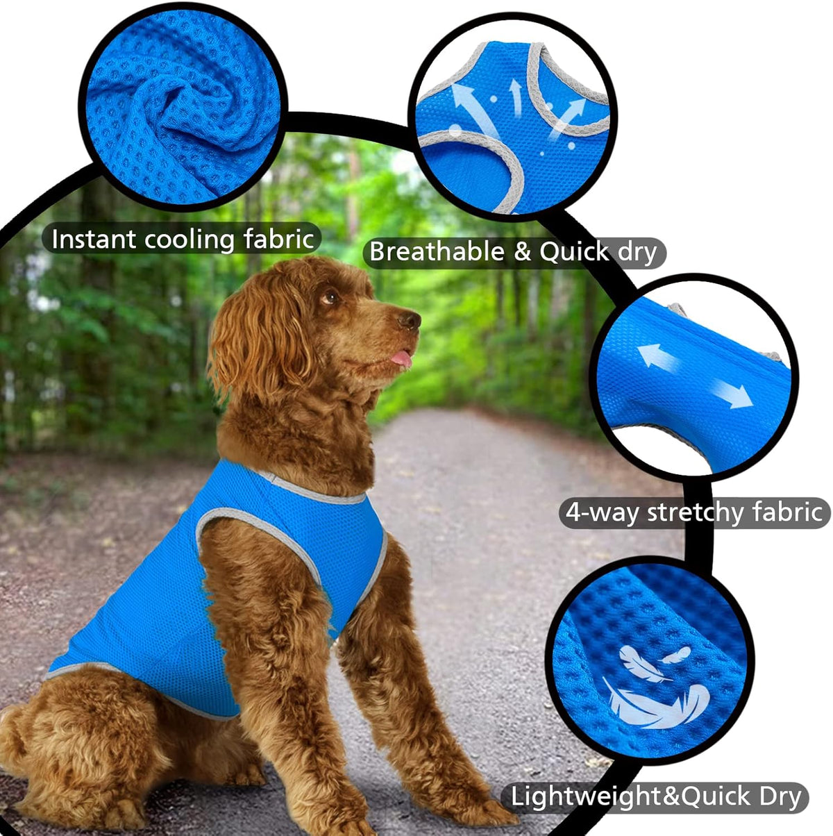 2 Pack Cooling Shirts for Dogs, Breathable Lightweight Dog Shirts for Large Dogs Boy, Sleeveless Sun Protection Shirts for Dog&Cat Puppy Vest Pet Apparel