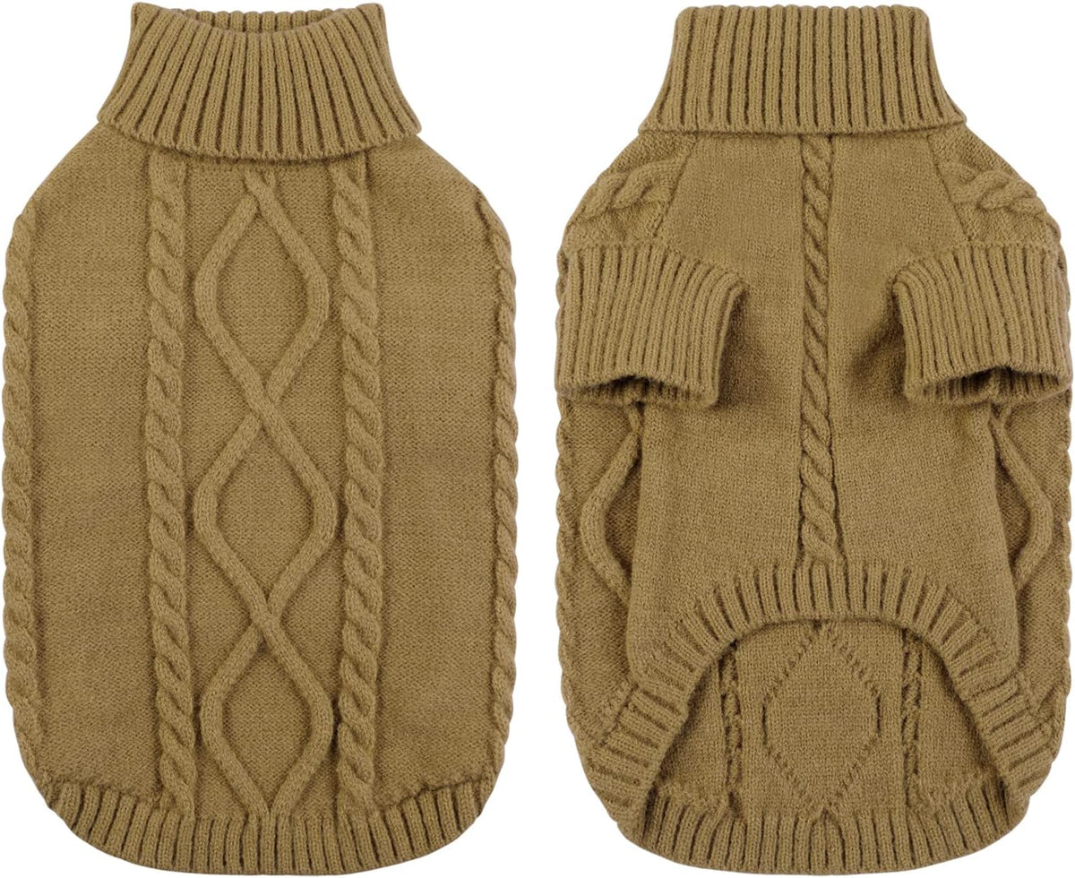 Queenmore Dog Sweater for Large Size Dog,Pitbull Doggy Sweater,XXL Pet Sweater for Labrador Retriever,Cold Weather Warm Knitted Pet Sweatershirt for Boy Girl Dogs (Brown,2XL)