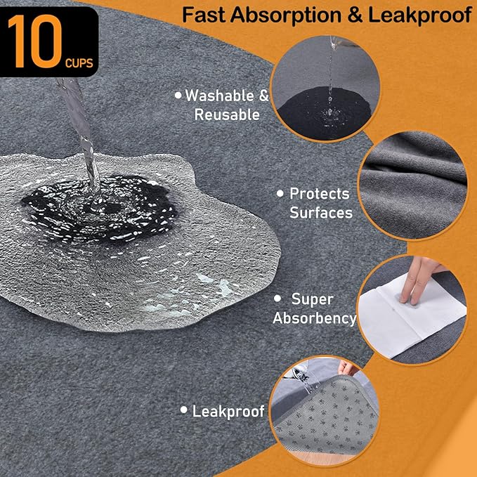 LOOBANI Non-Slip Washable Pee Pad for Dogs, 1 Pack Extra Large Reusable Dog Mat for Floor, Fast Absorbent Pet Whelping Pads, Puppy Playpen Mat for Incontinence, Housebreaking, Crate, 82x102in,Gray