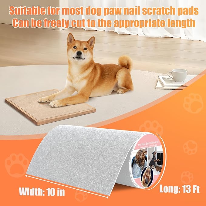 Pet Nail Self Adhesive Replacement Emery Paper Suitable for Glass Doors Fits Most Dog Scratch Pad Cat Litter Box DIY on The Places Where Pets Like to Scratch Alternatives to Cat and Dog Nail Clippers